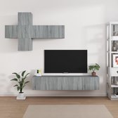 The Living Store TV-meubelset - Grijs Sonoma Eiken - 4x 30.5x30x30cm - 3x 80x30x30cm