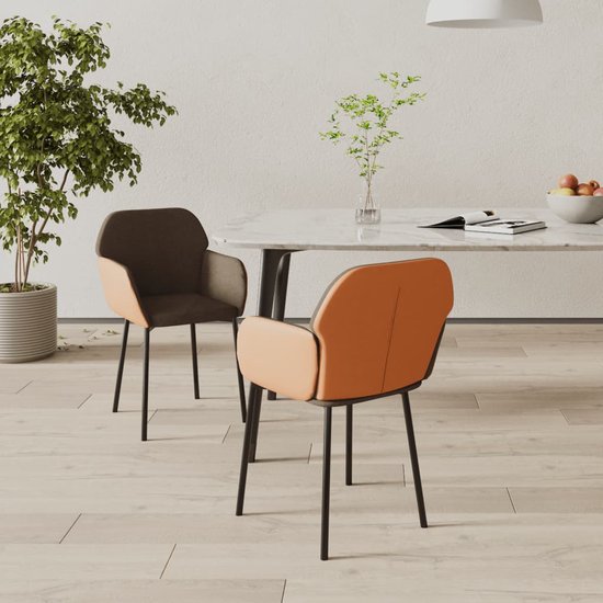 The Living Store Eetkamerstoelen Bruin - (54x59x76 cm) - Hoogwaardig materiaal - Stevig en stabiel frame - Comfortabel - 2 stuks