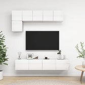 The Living Store TV Meubelset - Hoogglans wit - 3x 60x30x30cm - 2x 80x30x30cm - Muurbevestiging