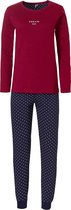 By Louise Dames Pyjama Set Lang Katoen Rood / Blauw Dream On - Maat S