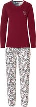 By Louise Essential Dames Pyjama Set Lang Katoen Bordeaux Met Print - Maat M