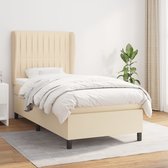 The Living Store Boxspringbed - Pocketvering 90x190cm - Crème - Verstelbaar hoofdbord