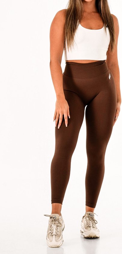 Foto: Essentials sportlegging dames fitnessbroek squat proof legging curve legging high waist bruin