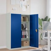The Living Store Archiefkast - Metaal - 90x40x140 cm - Grijs/Blauw