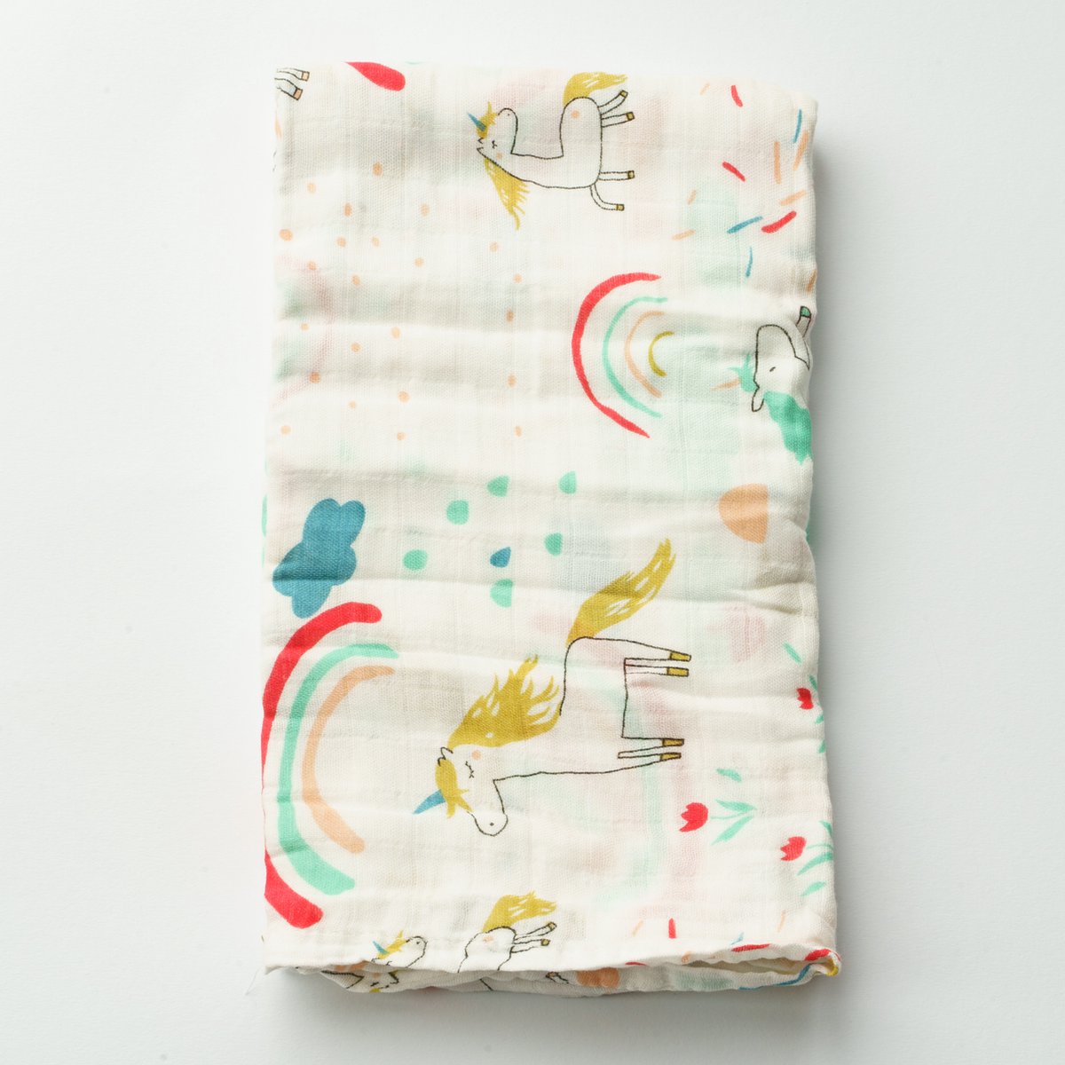 Goedkoopste Tess & Tobi | Hydrofiele doek XL | Duurzaam | 120x110 | Regenboog met eenhoorn