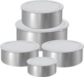 Roestvrijstalen container met deksel - Roestvrijstalen container met deksel (pak van 5) - Herbruikbare lunchbox set met lekvrij deksel - Metalen lunchbox ontbijtgranenblik - Roestvrijstalen lunchbox.