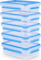 Clip & Close Voedselopslagcontainer Mealprep Set, 5-delige set, opbergcontainers, 0,8 liter, 100% lekvrij + hygiënisch, versheidssluiting, vaatwasser-, magnetron- en vriezerbestendig.