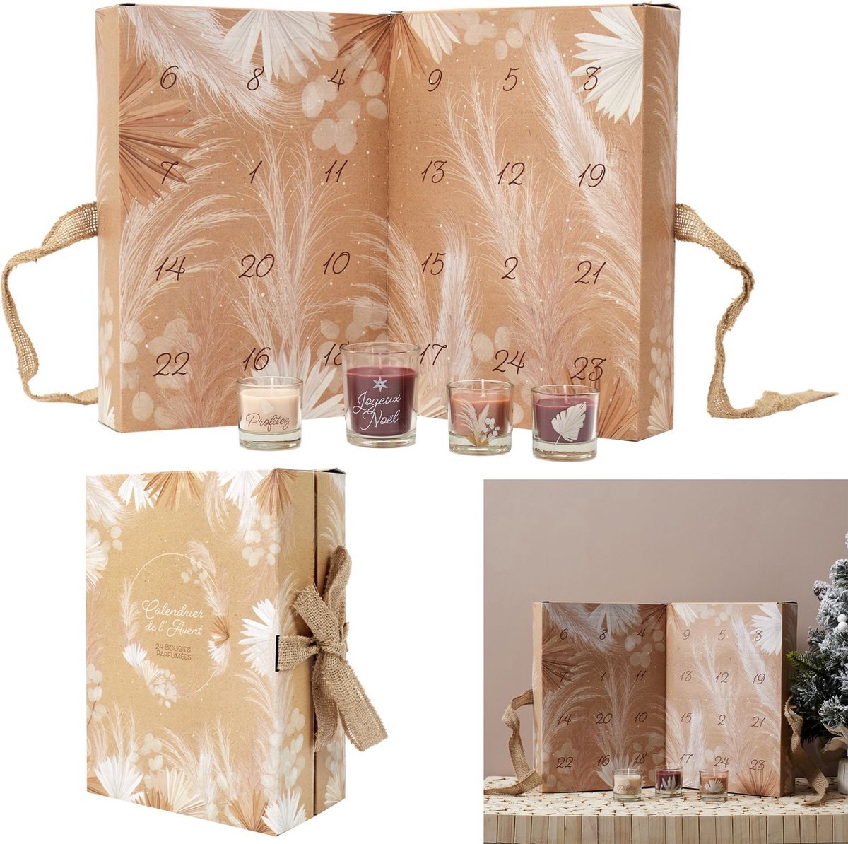 Adventskalender Beige - Geurkaarsen voor vrouwen - Dames kerstmis cadeau - Kaarsen - Geurk