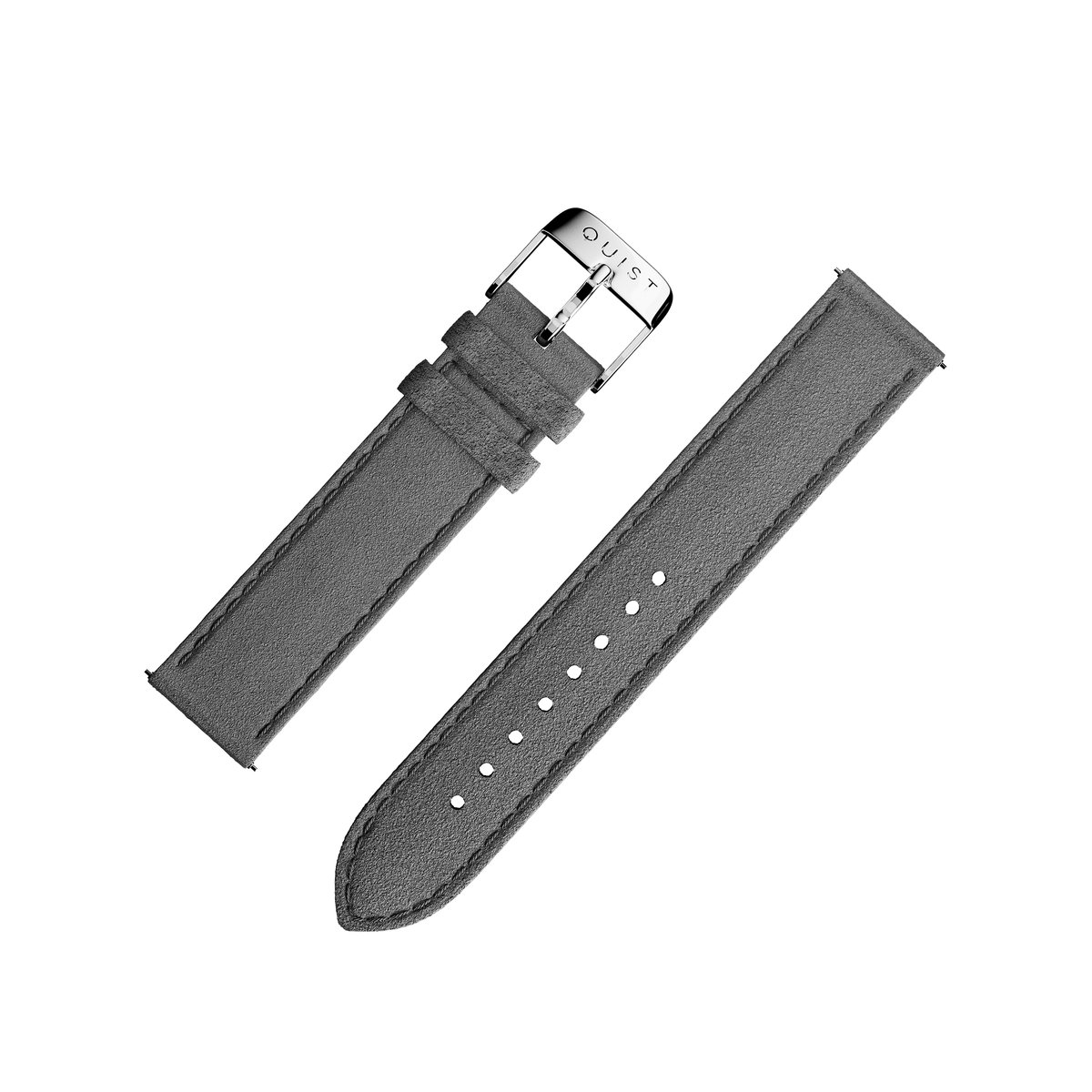 QUIST - horlogebandje - donkergrijs suede - zilveren sluiting - 18mm