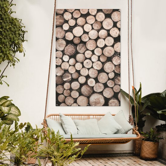 Décoration murale Troncs d'arbres - Hiver - Nature - 120x180 cm - Poster de jardin - Toile de jardin - Poster extérieur