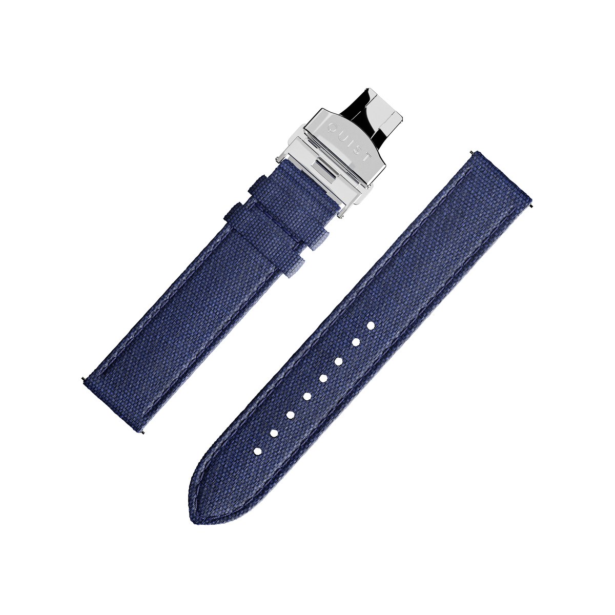 QUIST - horlogebandje - blauw cordura - zilveren sluiting - 20mm