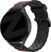 Bandz universeel 22mm sport band gestreept geschikt voor Samsung Galaxy Watch 3 45mm / Watch 1 46mm / Gear S3 Classic & Frontier - Polar Vantage M / M2 / Grit X - Huawei Watch GT 1/2/3/4 46mm / GT 2 Pro - Hoogwaardig siliconen - zwart & rood