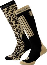 Poederbaas Snowboard Chaussettes Ski Chaussettes 2-pack - Panther Brown