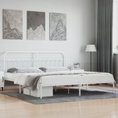 The Living Store Klassiek Bedframe - Metalen Constructie - Extra Opbergruimte - Comfortabele Ondersteuning - Wit - 207 x 198 x 100 cm