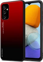 Cadorabo Hoesje voor Samsung Galaxy M23 5G in ROOD - ZWART - Tweekleurige beschermhoes van TPU-silicone Case Cover en achterzijde van gehard glas