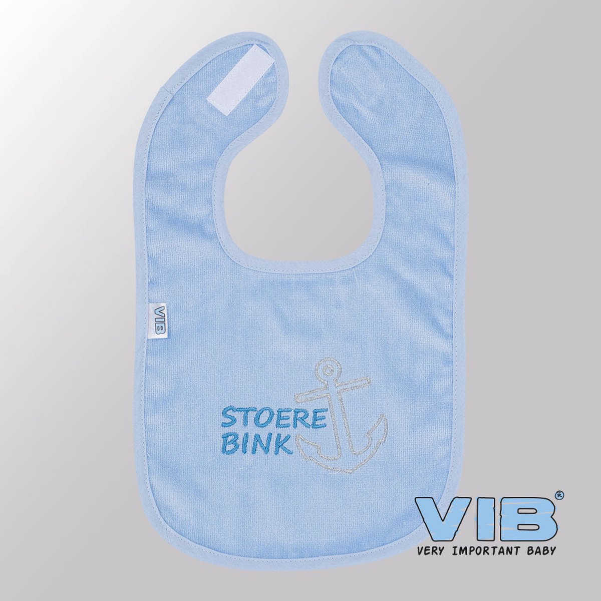 Goedkoopste VIB® - Slabbetje Luxe velours - Stoere Bink met anker (Blauw) - Babykleertjes - Slabbetjes - zwangerschap aankondiging - baby aankondiging