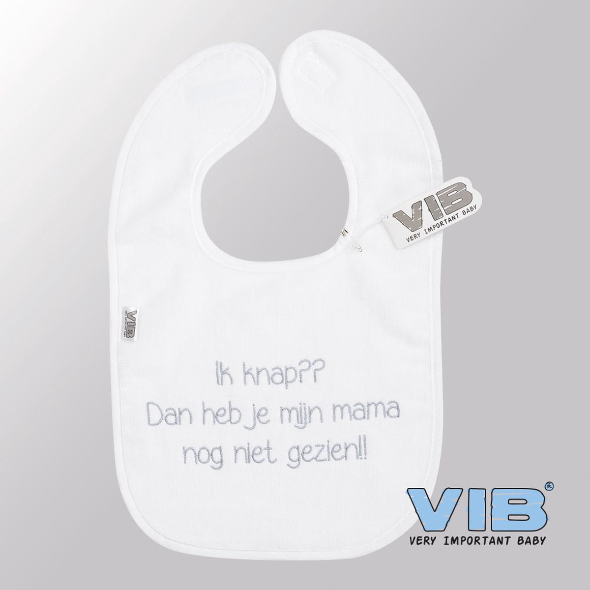 Goedkoopste VIB® - Slabbetje Luxe velours - Ik knap Dan heb je mijn mama nog niet gezien (Wit) - Babykleertjes - Slabbetjes - zwangerschap aankondiging - baby aankondiging