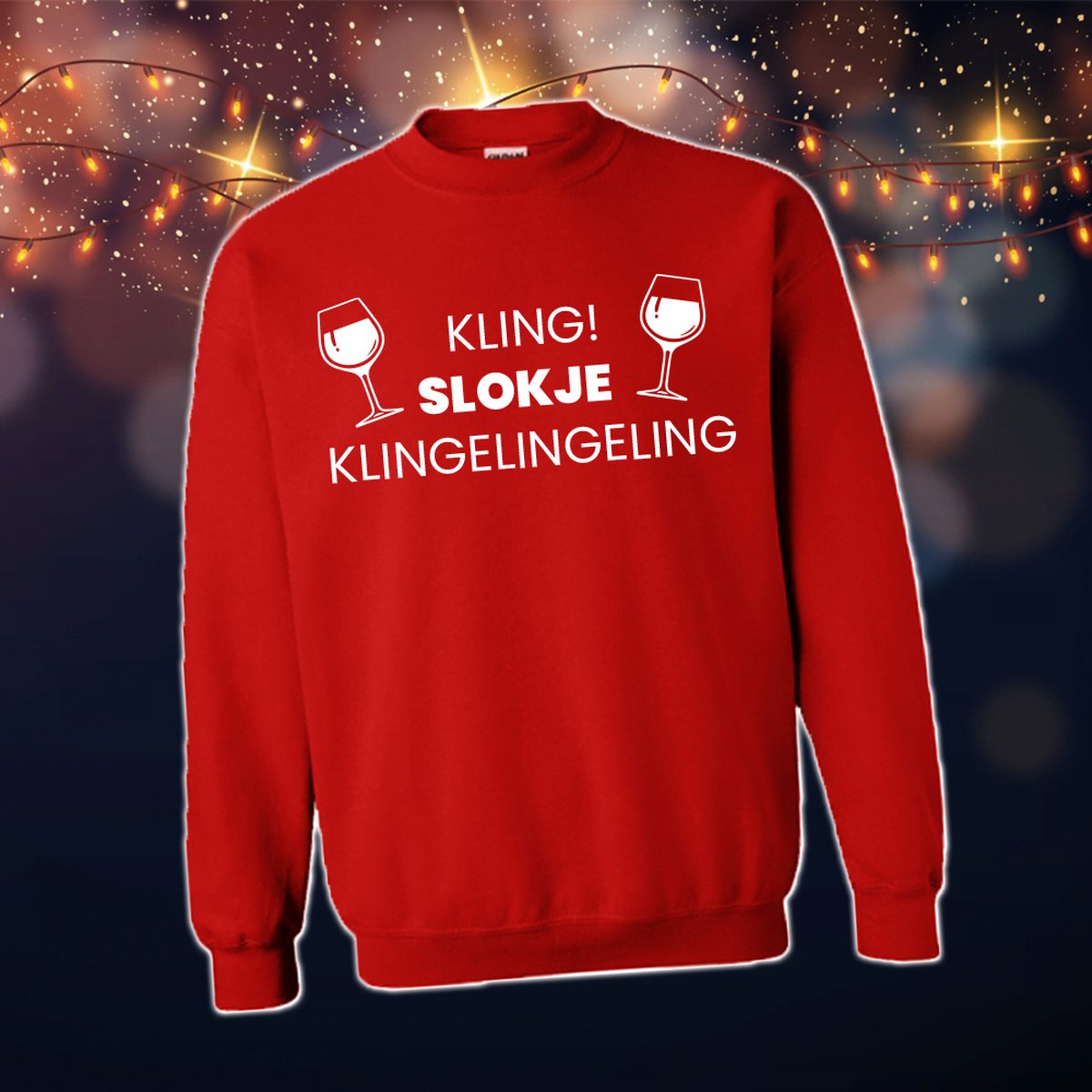 Foute Kersttrui Dames & Heren - Kersttrui met tekst Kling! Slokje Klingelingeling | Kersttrui Maat S | Kersttrui Dames - Kersttrui Heren - Grappige Kersttrui met tekst | Namengigant | Incl. 2 jaar garantie