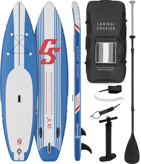 CAPITAL SPORTS Lanikai Cruiser - Opblaasbaar Standup Paddle board - complete SUP set met peddel, leash, pomp en rugzak - 100% PVC