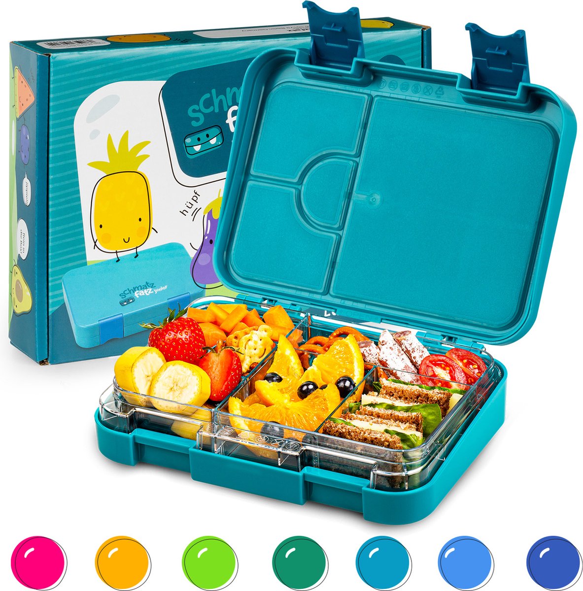 junior lunchbox 6 vakken 21,3 x 15 x 4,5 cm (BxHxD) BPA-vrij