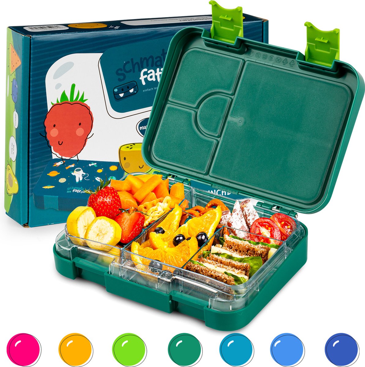 junior lunchbox 6 vakken 21,3 x 15 x 4,5 cm (b x h x d) BPA-vrij