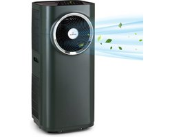 Klarstein mobiele airconditioner, 5-in-1 airconditioner, ventilator, luchtontvochtiger, luchtreiniger & nachtmodus, app-bediening, vlakke airconditioner met luchtafvoerslang, airconditioner, 11.500 BTU, antraciet,3 kW voor 51 m² 50 dB