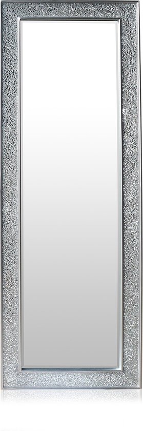 Miroir Casa Chic Norwich 130 x 45 cm - cadre en bois - look moderne - motif mosaïque - Format portrait ou paysage