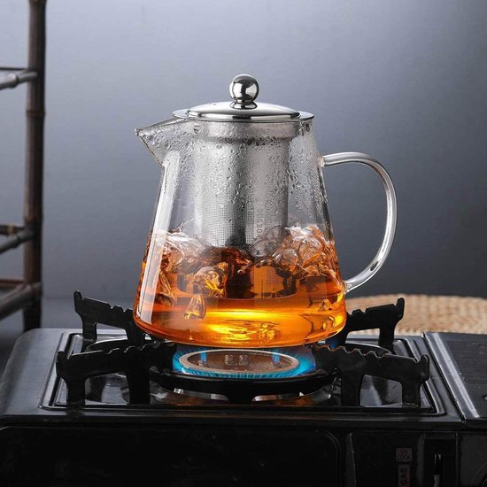 Luxe blauwe gedraaide glazen theepot hittebestendige ketel voor thee brouwen in theehuizen en pensions