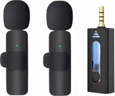 Draadloze Microfoon - 3.5mm Jack - 2x Microfoon + 1x Ontvanger - K35 - Zwart