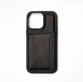 Wachikopa leather Back Cover With Stand Case for iPhone 14 Black