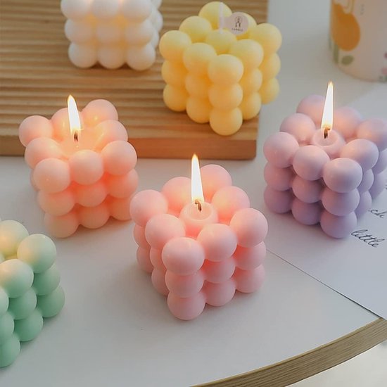 Eurtes 9 stuks kaarsvorm, bubble kaarsenset, 3D doe-het-zelf siliconen vorm, gietvormen met 61 m kaarslontset, kaarsvormen om zelf te gieten voor doe -het-zelf aromatherapie kaarsen, woondecoraties (9