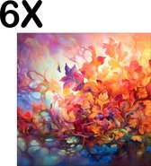 BWK Textiele Placemat - Kleurrijke Bloemen Tekening - Set van 6 Placemats - 50x50 cm - Polyester Stof - Afneembaar