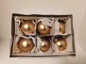 Kerstballen - Glas - Mat - Brons - 6 stuks - 7 cm