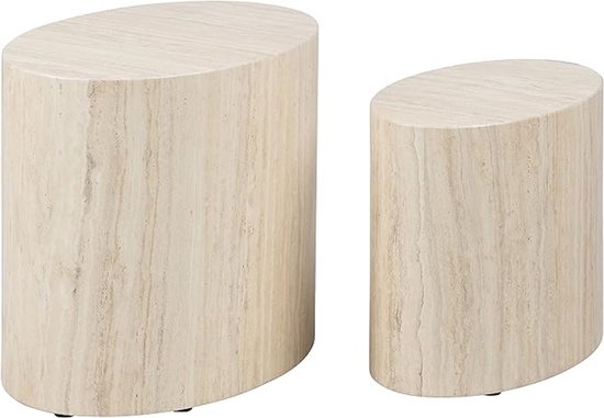 Richmond Interiors Salontafel Fictus Travertine faux beige ovaal » CHE Interiors