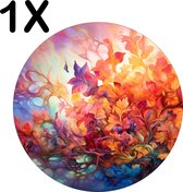 BWK Luxe Ronde Placemat - Kleurrijke Bloemen Tekening - Set van 1 Placemats - 50x50 cm - 2 mm dik Vinyl - Anti Slip - Afneembaar