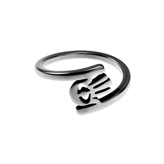 Foto: Ring dames hand van fatima ring gepolijst rvs asymmetrische ring