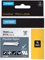 DYMO Rhino industriële Flexibele Nylon Labels | 19 mm x 3,5 m | zwarte afdruk op wit | zelfklevende labels voor Rhino & LabelManager labelprinters