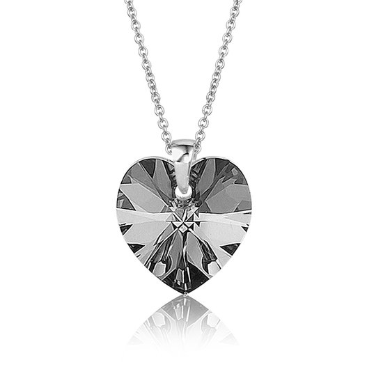 Collier Montebello Fleur HZ111 - Coeur Swarovski® - Argent 925 Gerhod. - Ø14mm - 50cm