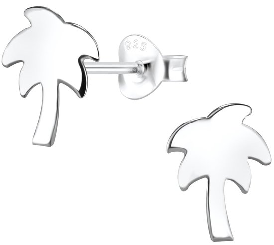 Joy|S - Zilveren Palmboom oorbellen - 8 x 10 mm - egaal