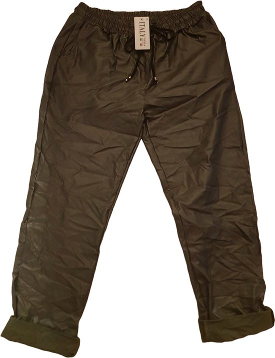 Dames wax broek army groen plus size 46/50