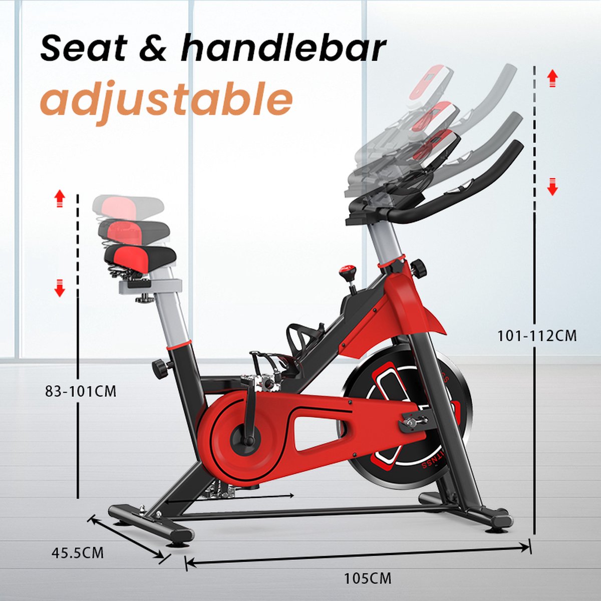Afbeelding 2 van Indoor hometrainer - Vliegwiel 6 KG - fitness voor thuis - Met verstelbare zitting en stuur - Verstelbare weerstand - Max Belasting: 120 kg