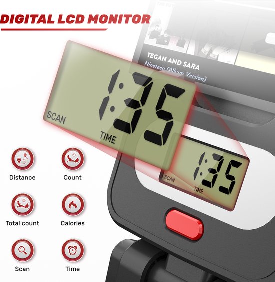 Roeimachine - Magnetische Roeitrainer - met LCD console en 16 weerstandsniveaus - Stil - Zwart