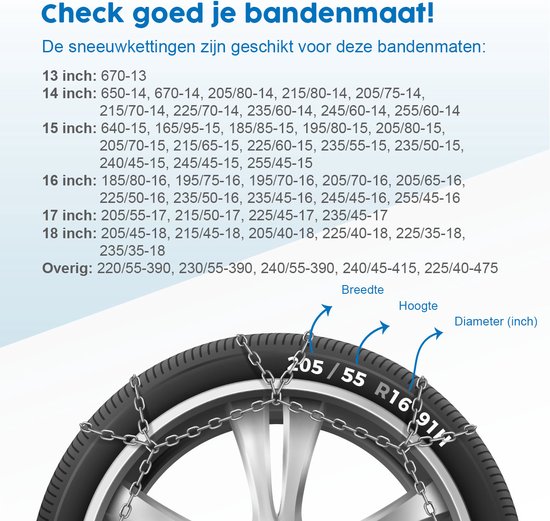 Chaîne à neige pour voiture PAT 12 mm KN70 (2 pièces)