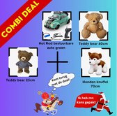Mega deal! | ALLEEN VANDAAG! |Hot Rod bestuurbare auto groen, teddy bear met T-shirt 25CM, Beige teddy bear 4CM en Grote honden knuffel 70CM!!!