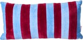 Rice rectangular velvet pillow with Gendarme Blue and Maroon Stripes ( Small), blauw rood kussen, 40 x 20 cm