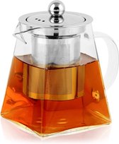 Theepot van glas, theepot met filter van roestvrij staal, hittebestendig, ideaal voor thee en koffie (350 ml)