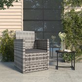 The Living Store Chaise de terrasse - Grijs - Rotin PE - 53x57x75 cm - Coussin inclus