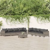 The Living Store Loungeset Rattan - Grijs - Modulair Ontwerp - Afmetingen 63x63x55.5cm - Comfortabele Kussens