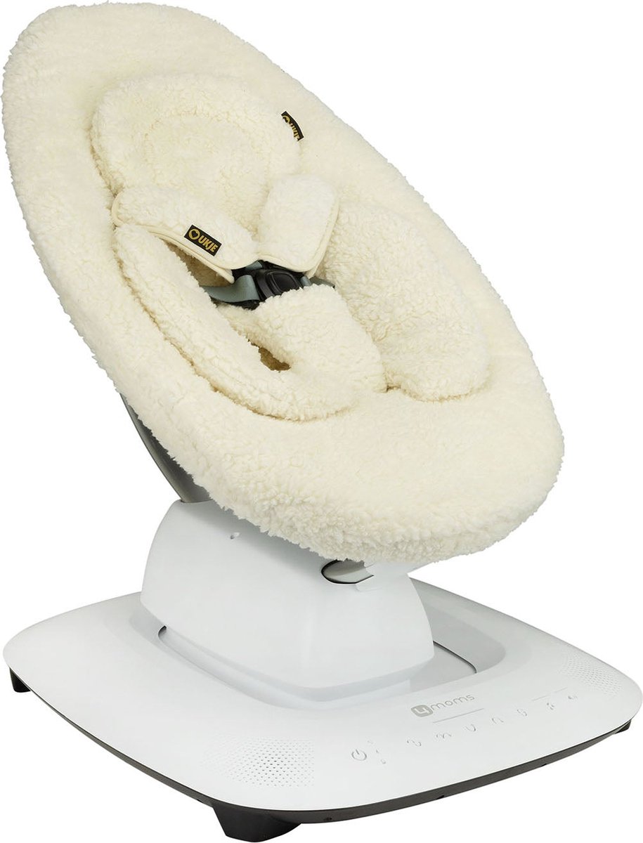 Ukje Verkleinkussen geschikt voor 4Moms Mamaroo 5 Rockaroo Wipstoel - Newborn Insert - Dubbelzijdig - Makkelijk Wasbaar - Perfecte Pasvorm - Zacht Katoen - Teddy Ecru – foto 3