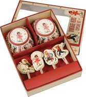 Set de cupcakes composé de moules à pâtisserie et de brochettes Vintage Kids